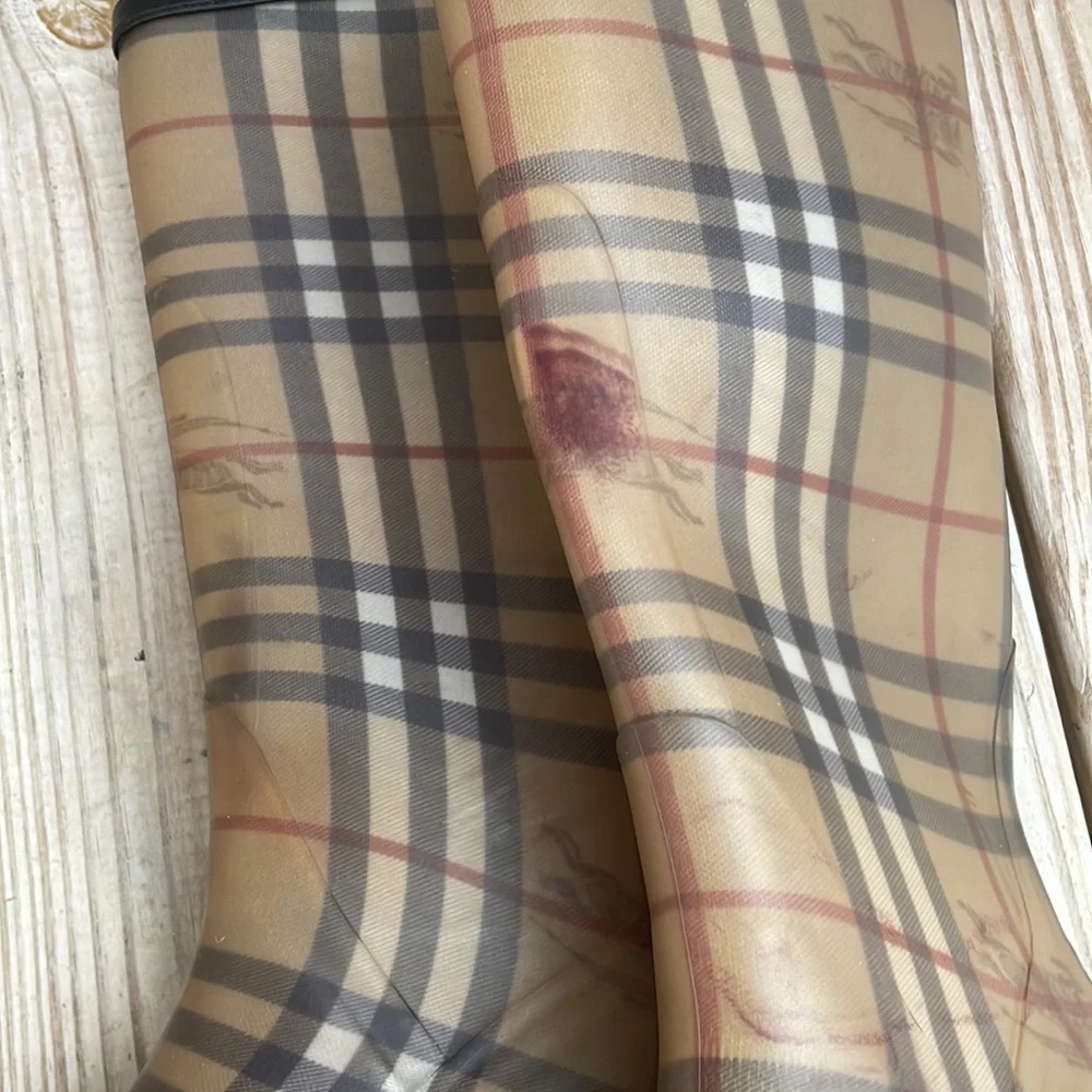 BURBERRY Rain Boots Tall Classic Check Haymarket Size EUR 36